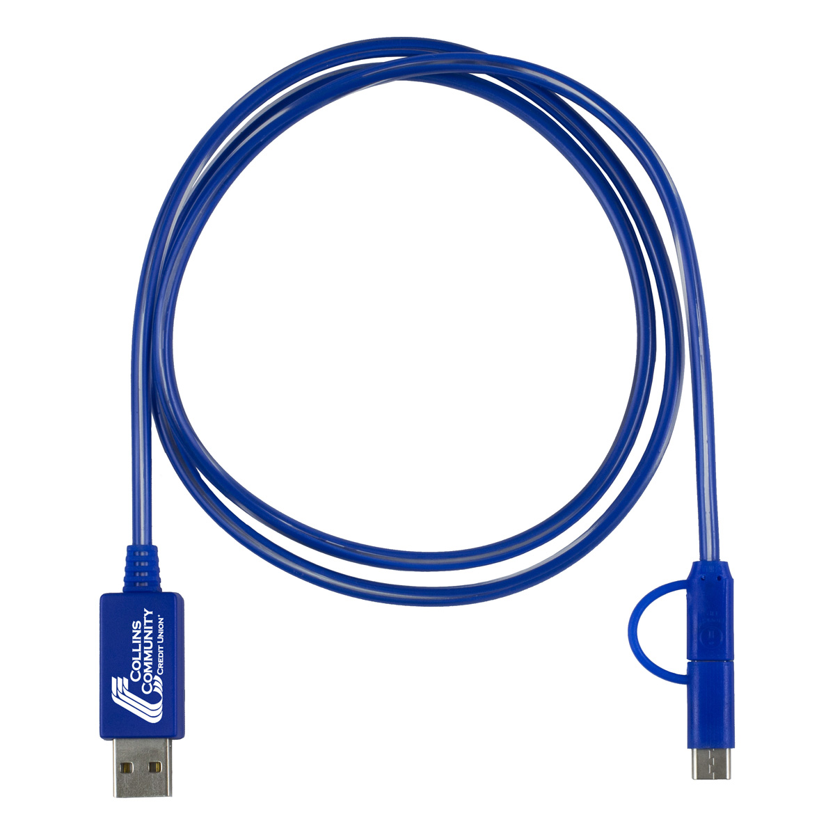 "Payson" 3-in-1 LED Lighted Cell Phone Charging Cable w/Type C Adapter 1