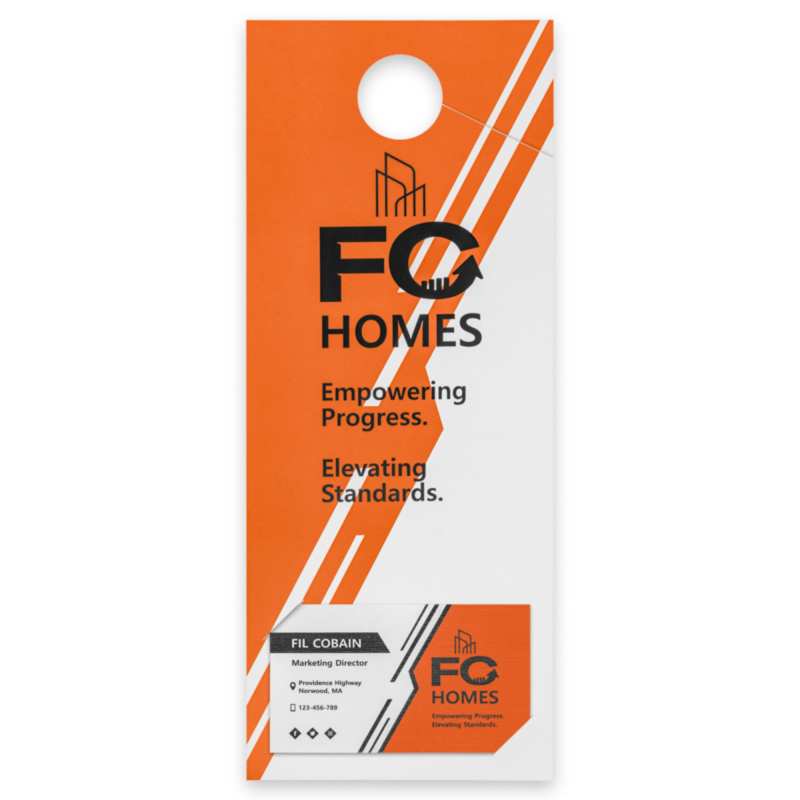 10.5" X 4.25" Door Hanger With Slits For Business Card 1 10.5" X 4.25" Door Hanger With Slits For Business Card 1