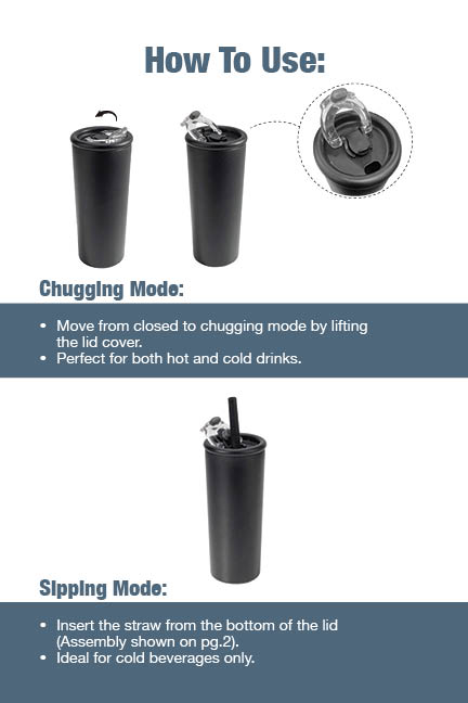 Catone Recycled Vacuum Tumbler w/ Slider Lid 20oz 1