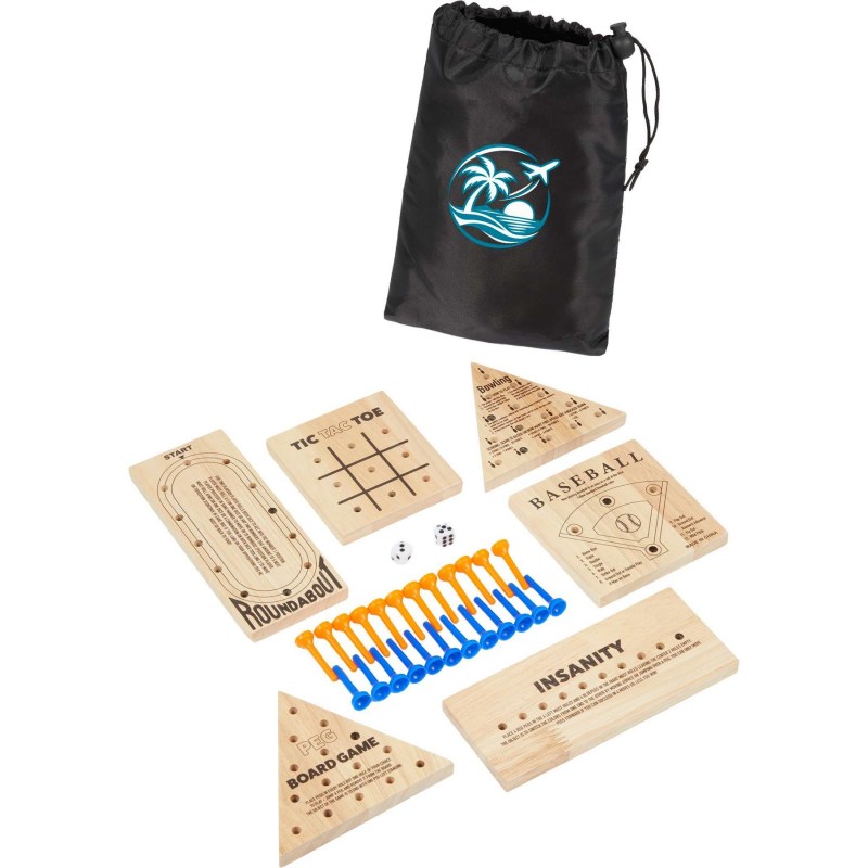 Wooden 6-in-1 Travel Peg Game Set 1 Wooden 6-in-1 Travel Peg Game Set 1