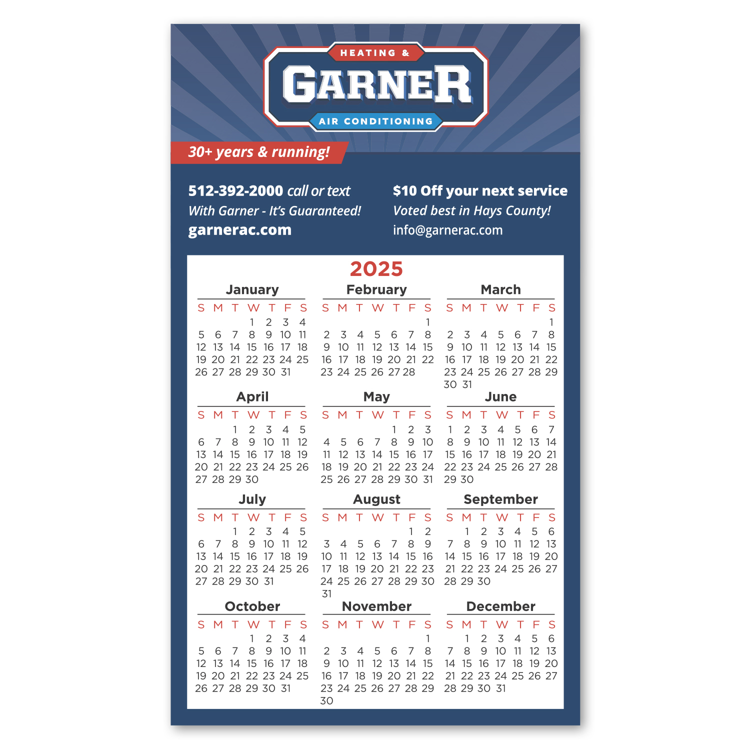 Calendar Square Corner Magnet 3 1/2 x 6 1