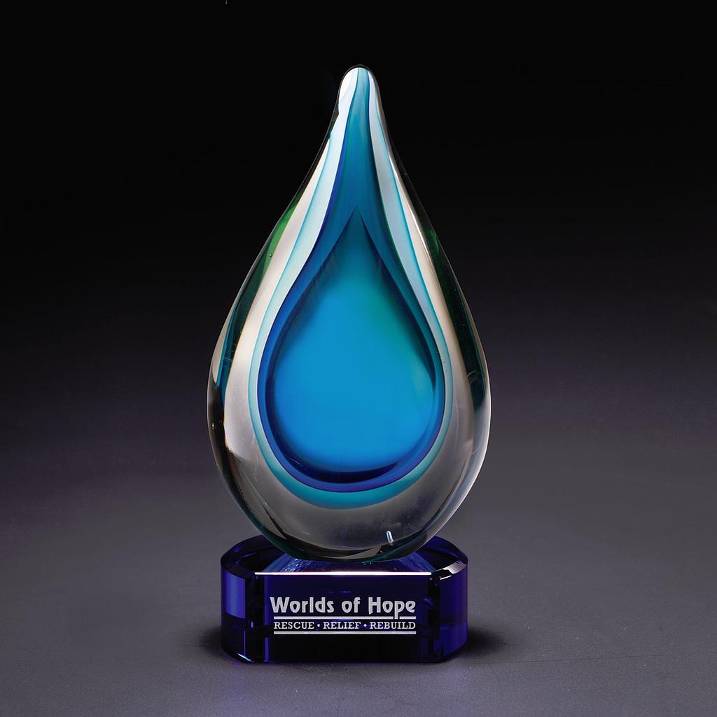 Fusion Art Glass Award w/ Blue Base 1