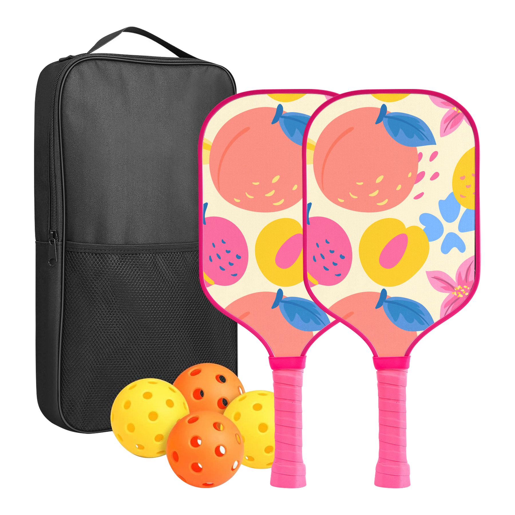 Custom Full Color Pickleball Racket Paddle & Ball Set w/ Carrying Bag 1