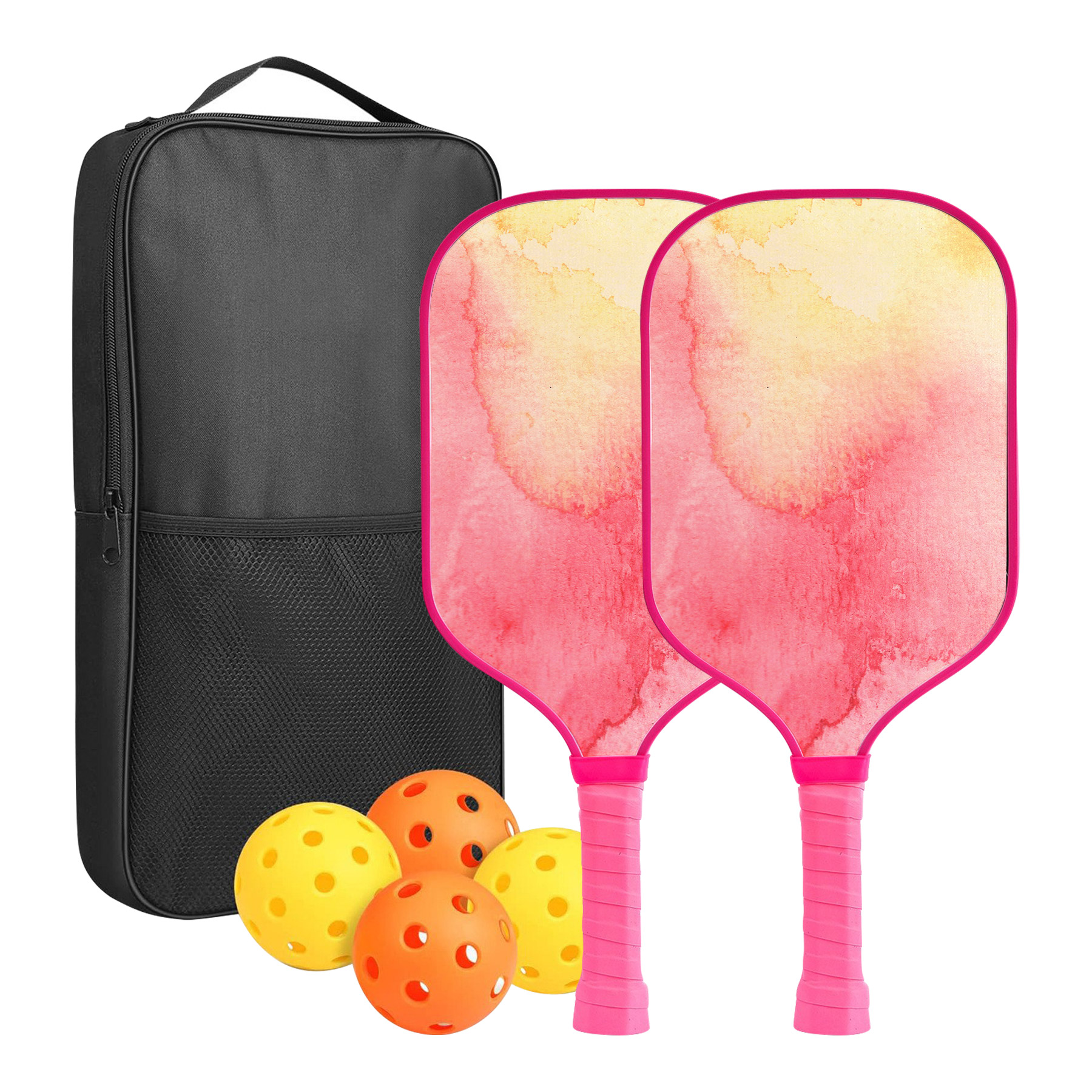 Custom Full Color Pickleball Racket Paddle & Ball Set w/ Carrying Bag 1