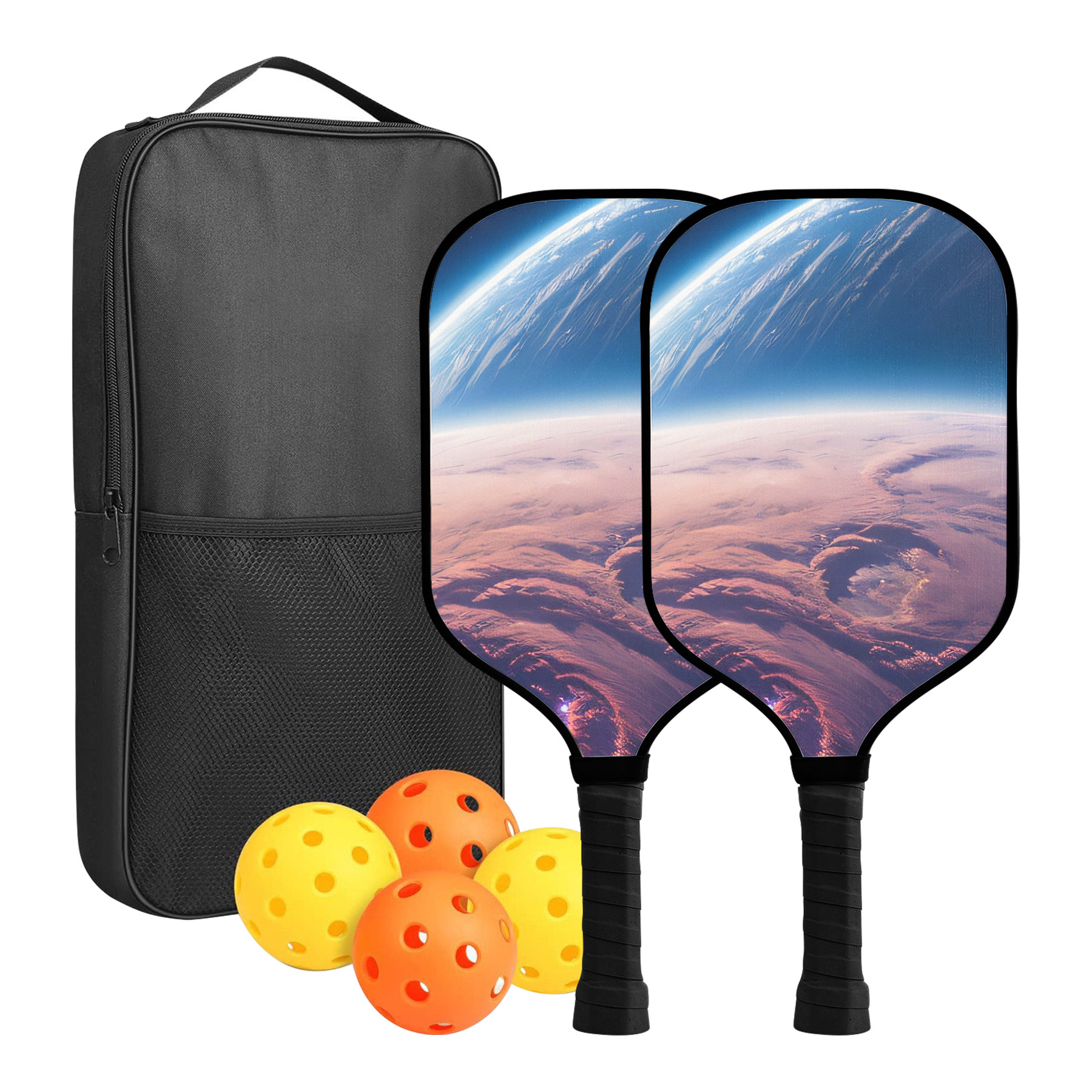 Custom Full Color Pickleball Racket Paddle & Ball Set w/ Carrying Bag 1