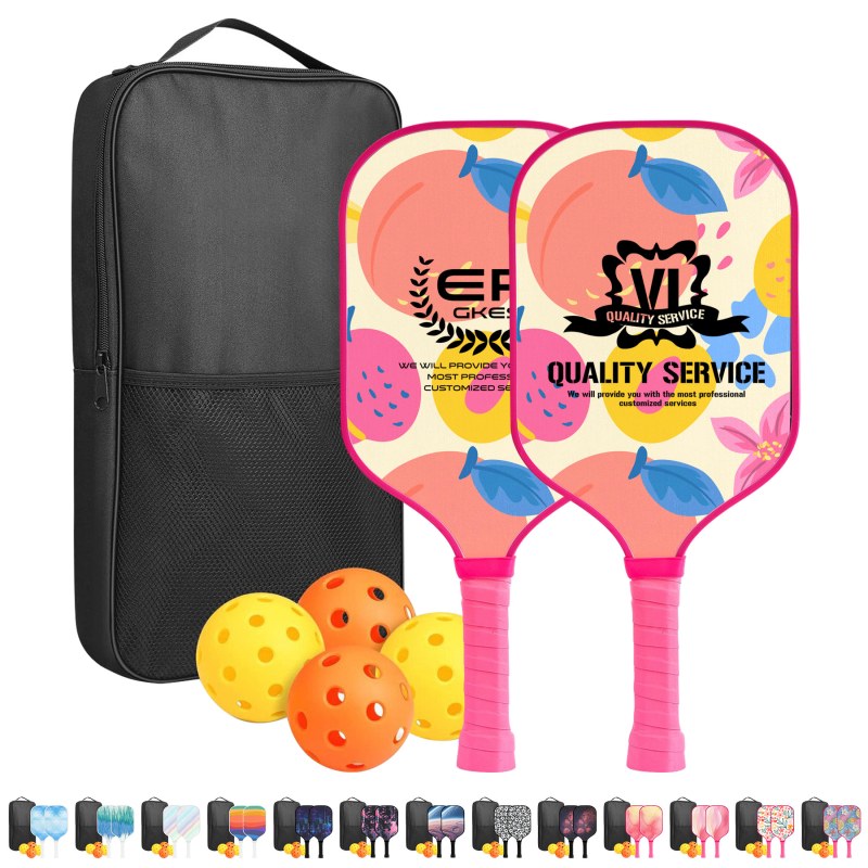 Custom Full Color Pickleball Racket Paddle & Ball Set w/ Carrying Bag 1 Custom Full Color Pickleball Racket Paddle & Ball Set w/ Carrying Bag 1