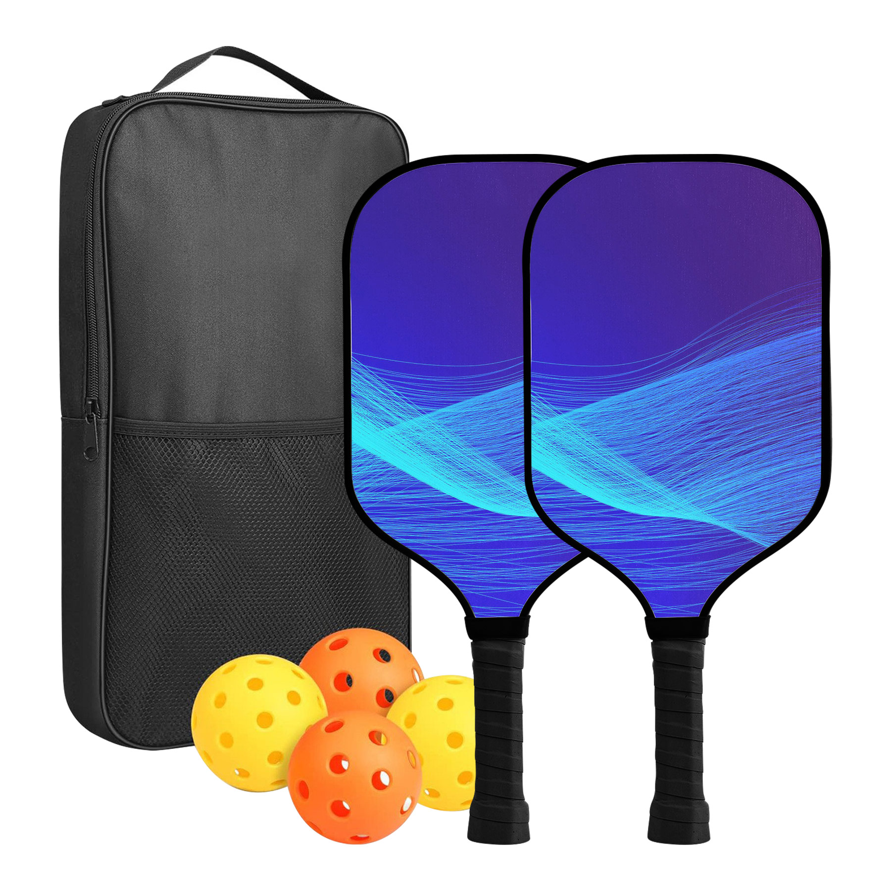 Custom Full Color Pickleball Racket Paddle & Ball Set w/ Carrying Bag 1