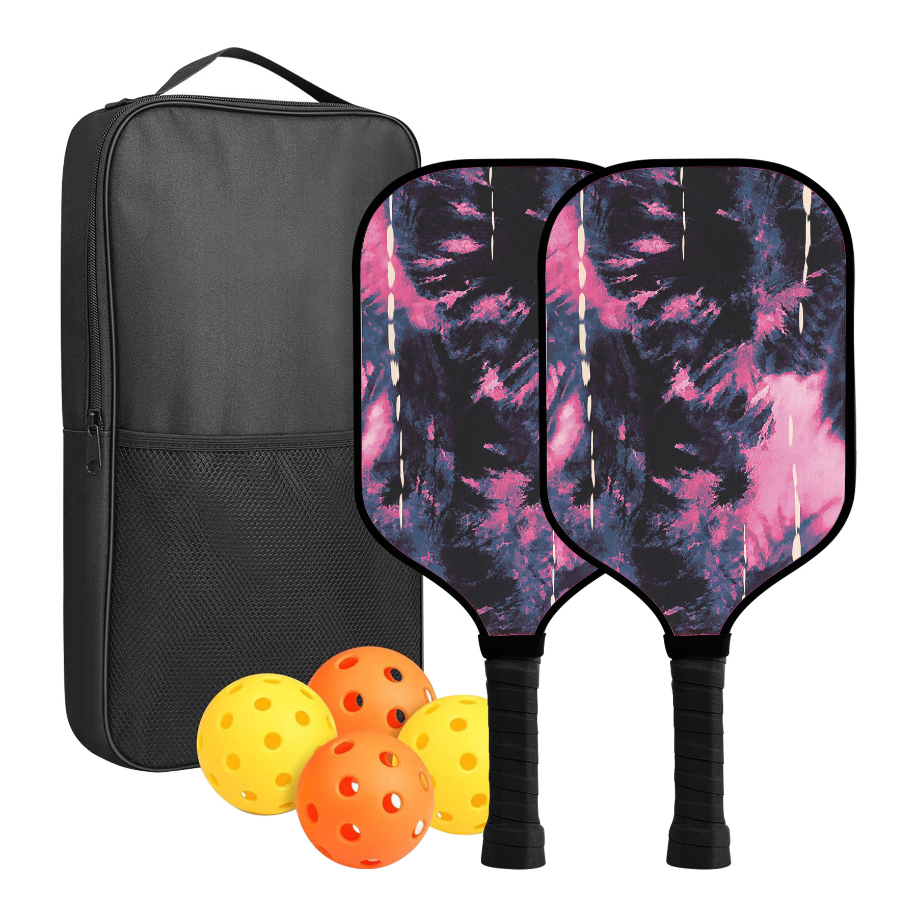 Custom Full Color Pickleball Racket Paddle & Ball Set w/ Carrying Bag 1