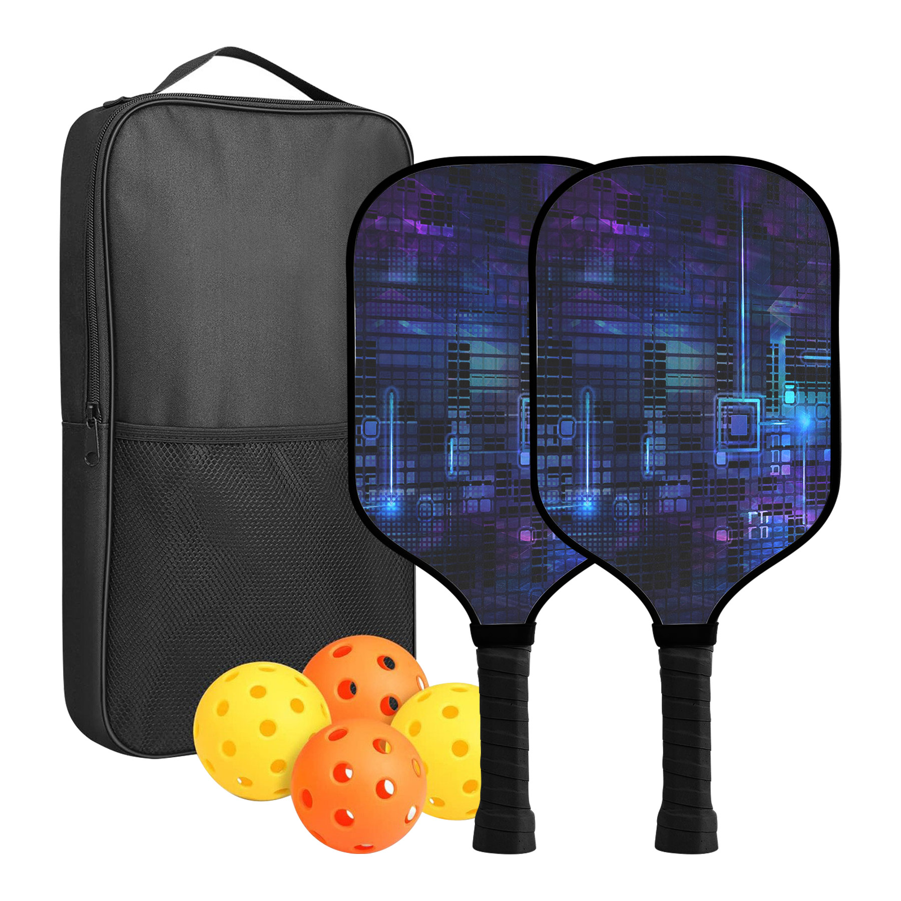 Custom Full Color Pickleball Racket Paddle & Ball Set w/ Carrying Bag 1