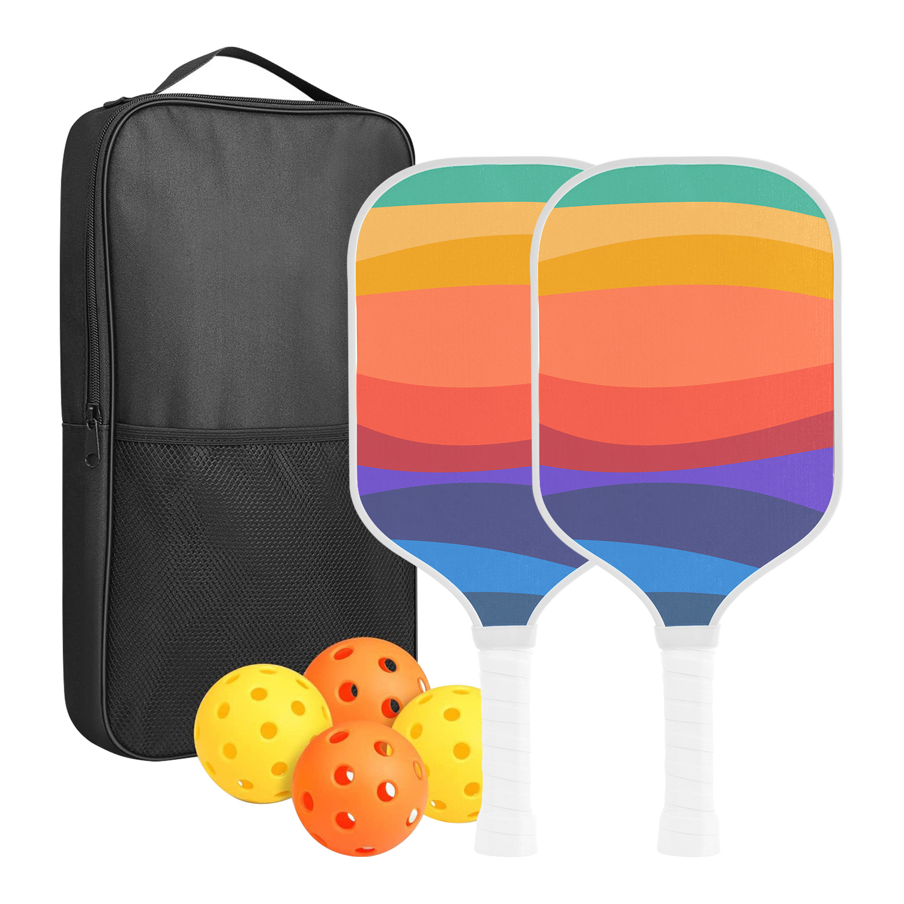 Custom Full Color Pickleball Racket Paddle & Ball Set w/ Carrying Bag 1