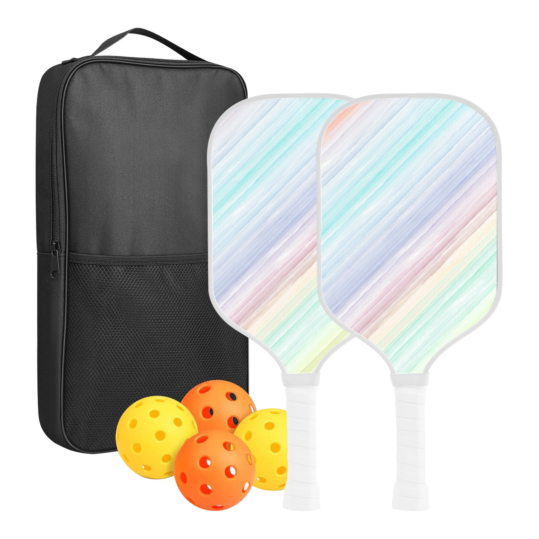 Custom Full Color Pickleball Racket Paddle & Ball Set w/ Carrying Bag 1