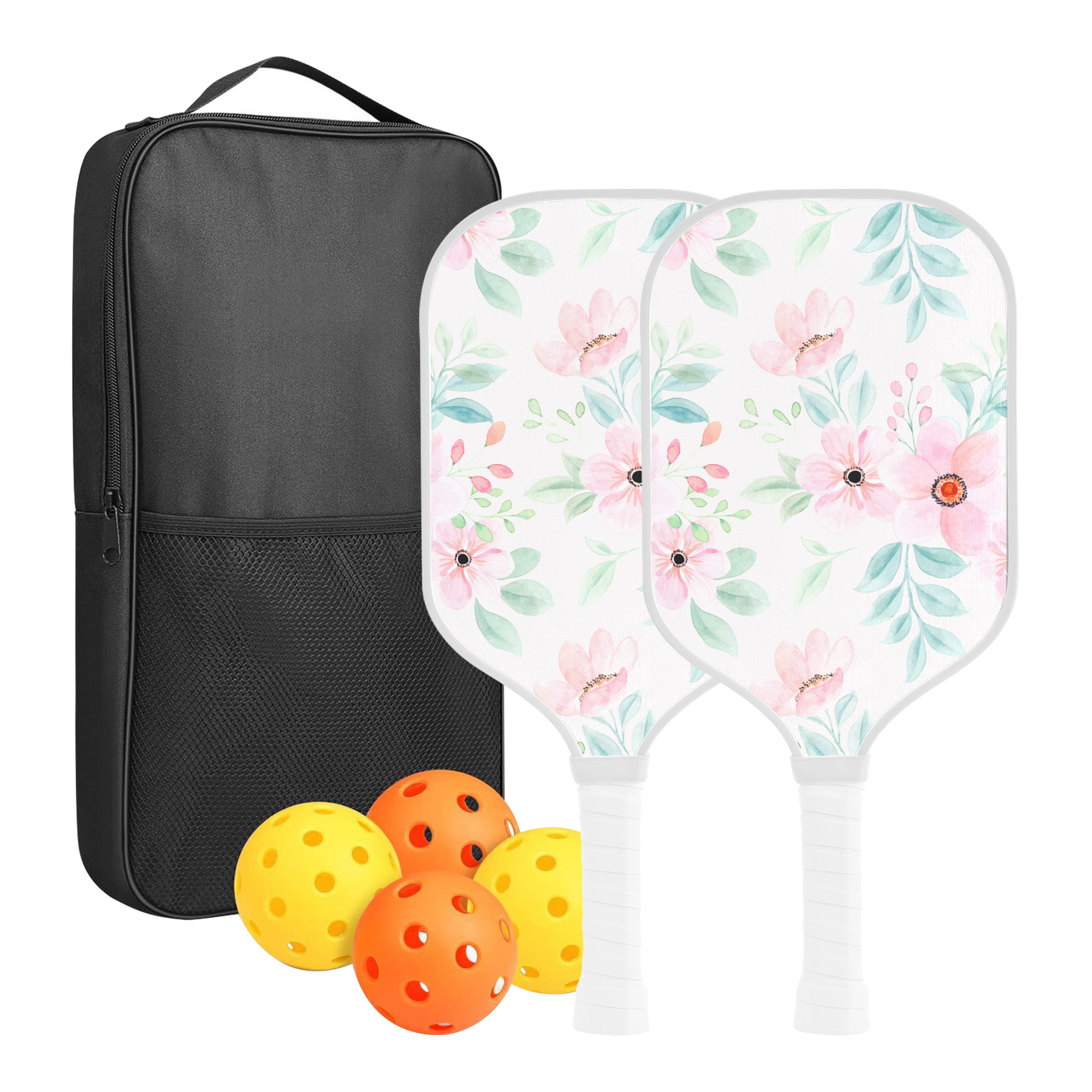 Custom Full Color Pickleball Racket Paddle & Ball Set w/ Carrying Bag 1