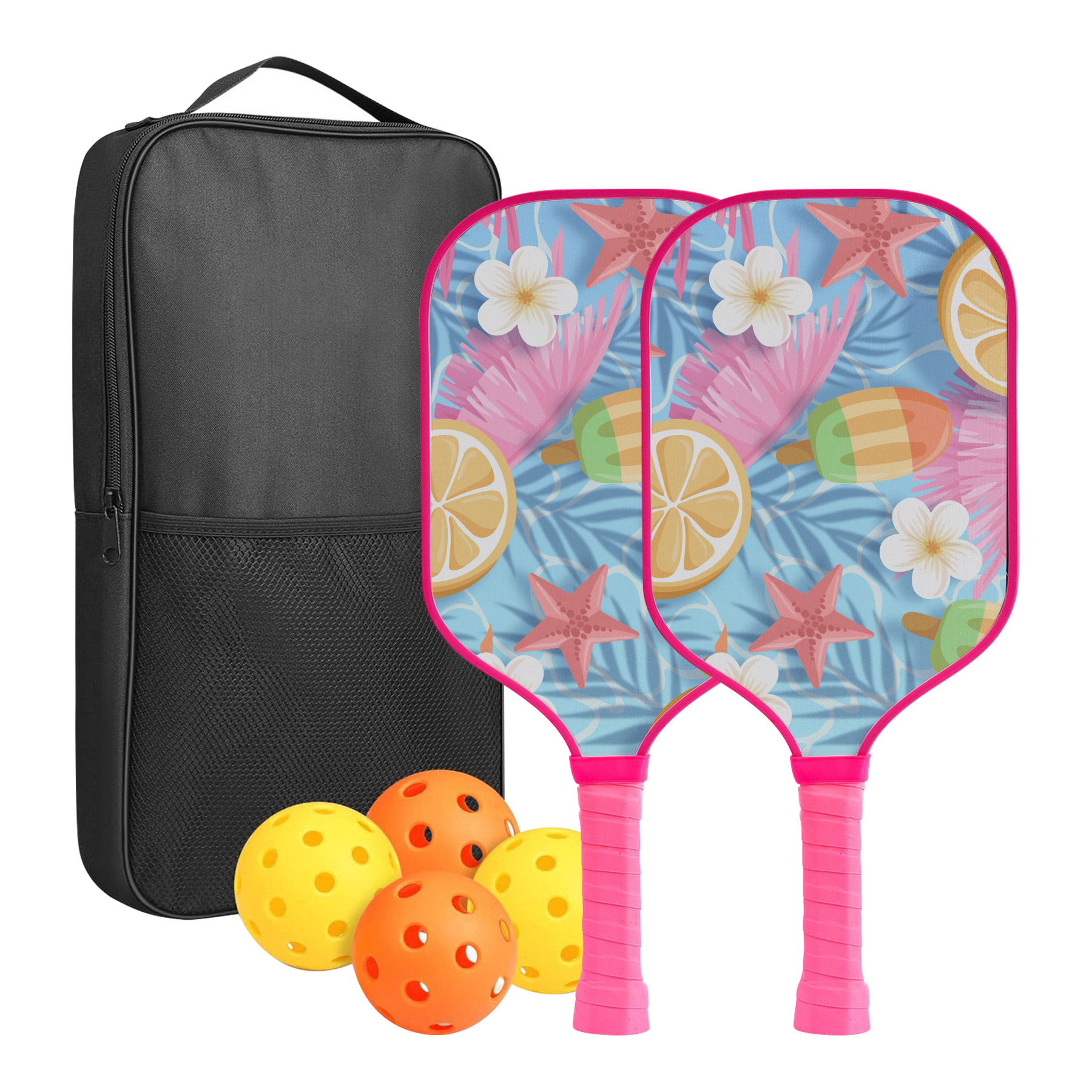 Custom Full Color Pickleball Racket Paddle & Ball Set w/ Carrying Bag 1