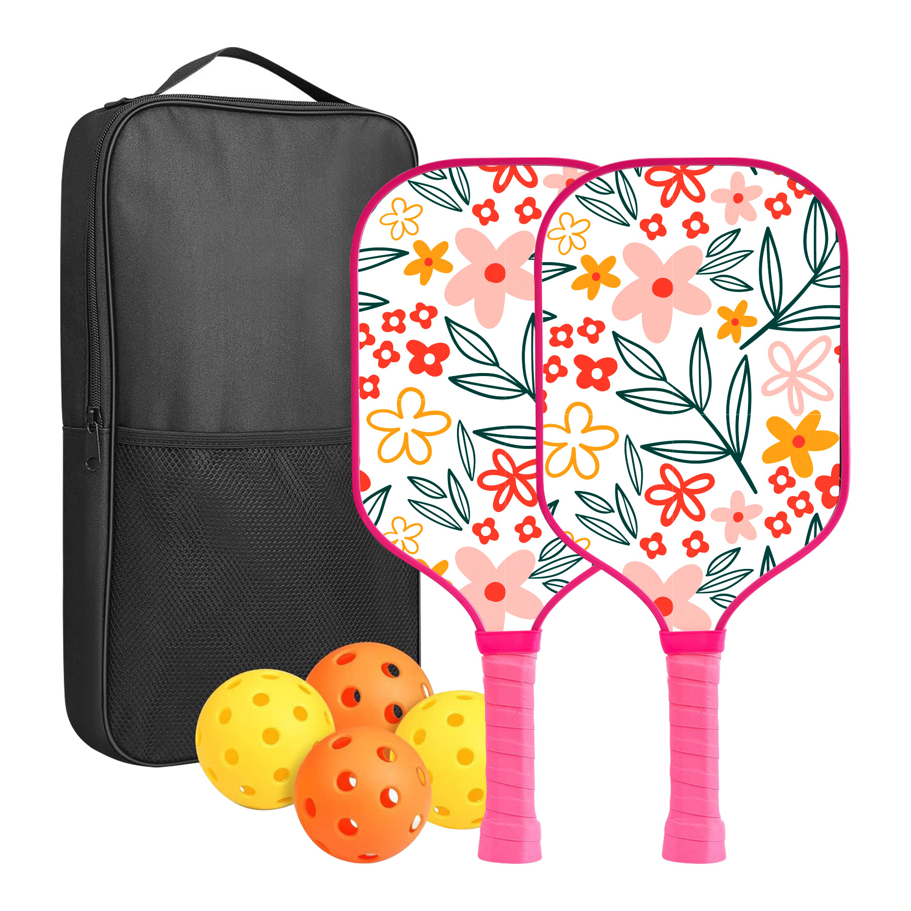 Custom Full Color Pickleball Racket Paddle & Ball Set w/ Carrying Bag 1