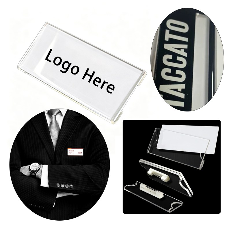 Crystal Clear Acrylic Name Tag Holder With Pin 1 Crystal Clear Acrylic Name Tag Holder With Pin 1