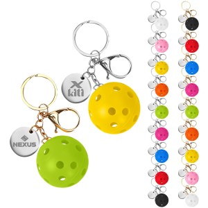 Small Pickleball Keychain W/ Round Tag 1 Small Pickleball Keychain W/ Round Tag 1