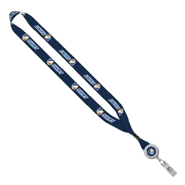 3/4" rPET Dye-Sublimated Lanyard with Metal Crimp And Badge Reel 1