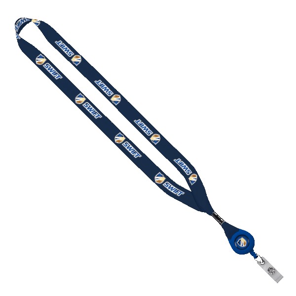 3/4" rPET Dye-Sublimated Lanyard with Metal Crimp And Badge Reel 1