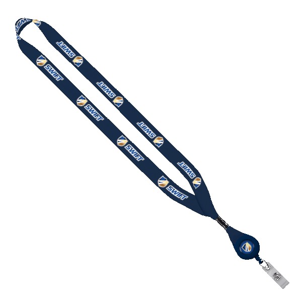 3/4" rPET Dye-Sublimated Lanyard with Metal Crimp And Badge Reel 1