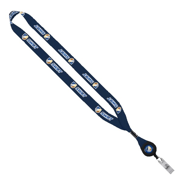 3/4" rPET Dye-Sublimated Lanyard with Metal Crimp And Badge Reel 1
