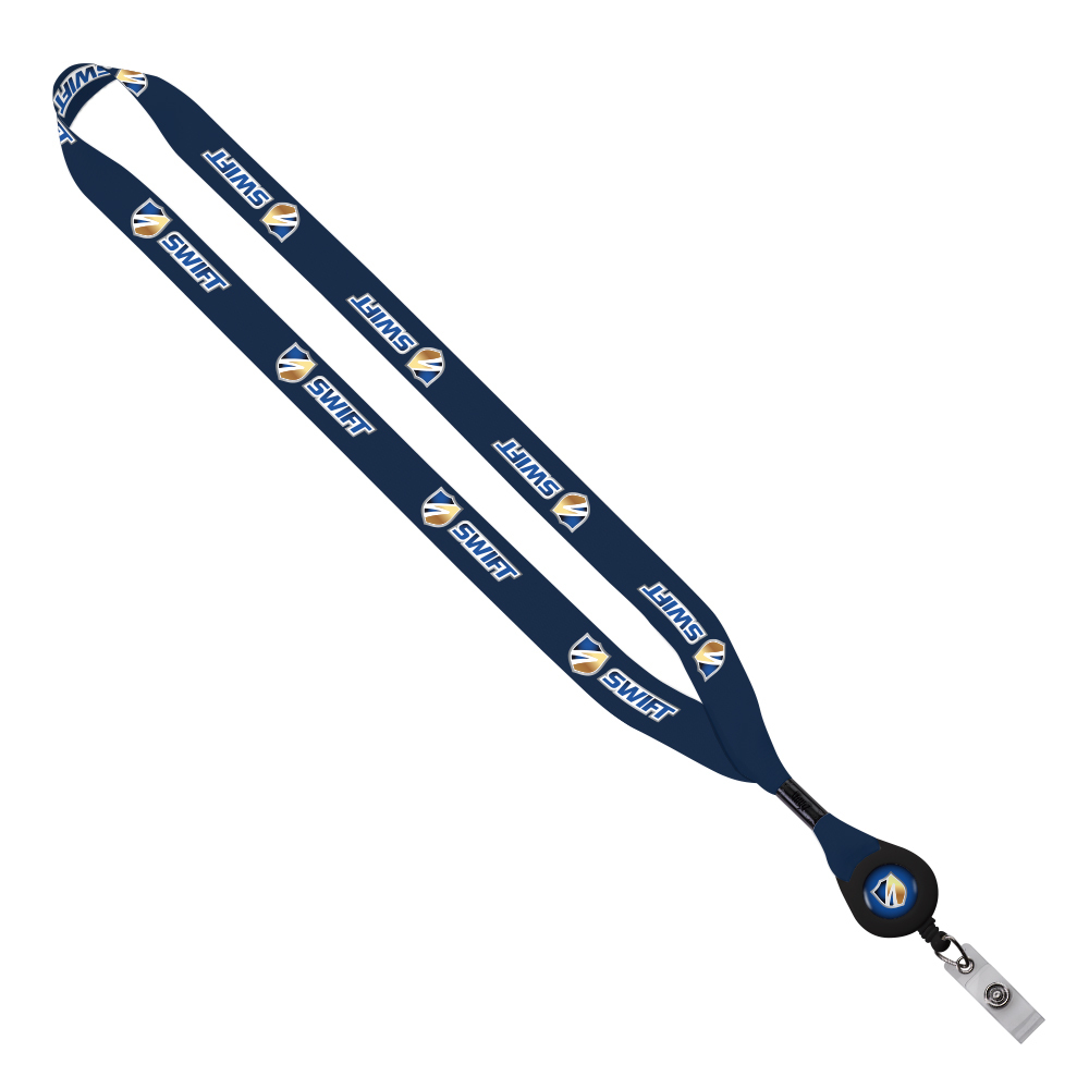 3/4" rPET Dye-Sublimated Lanyard with Metal Crimp And Badge Reel 1