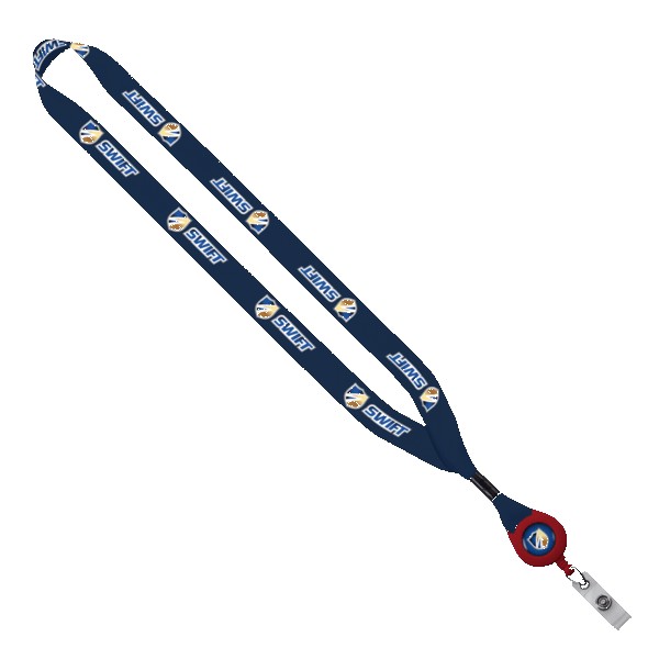 3/4" rPET Dye-Sublimated Lanyard with Metal Crimp And Badge Reel 1
