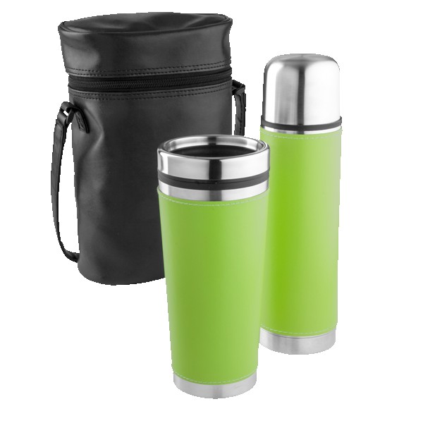 Leatherette Tumbler/ Vacuum Bottle Set 1