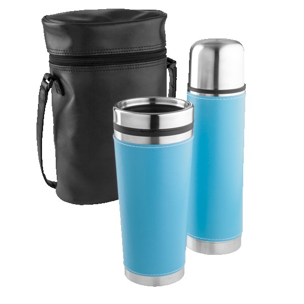 Leatherette Tumbler/ Vacuum Bottle Set 1