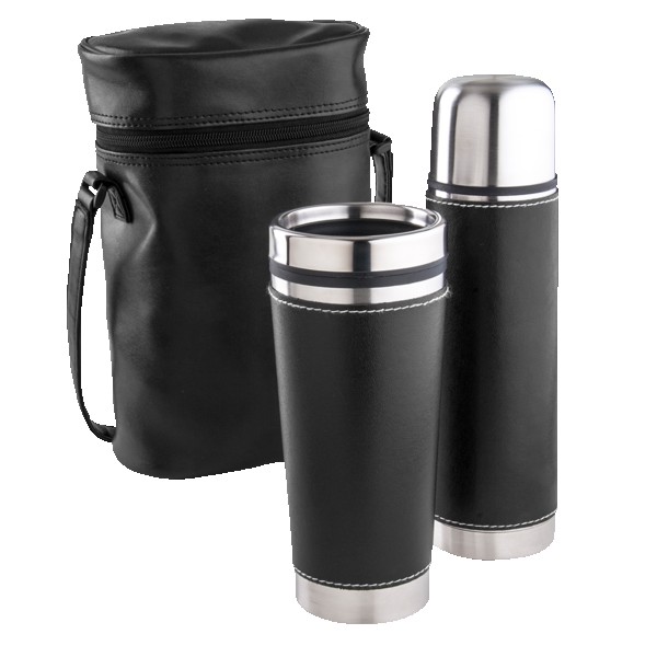 Leatherette Tumbler/ Vacuum Bottle Set 1