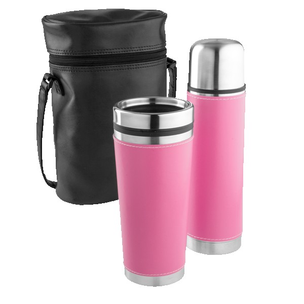 Leatherette Tumbler/ Vacuum Bottle Set 1