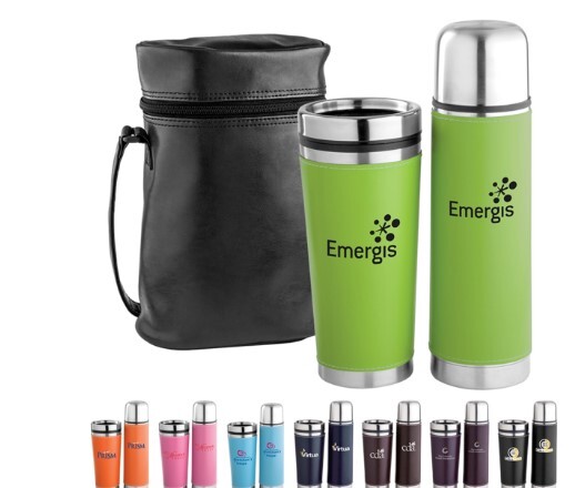 Leatherette Tumbler/ Vacuum Bottle Set 1