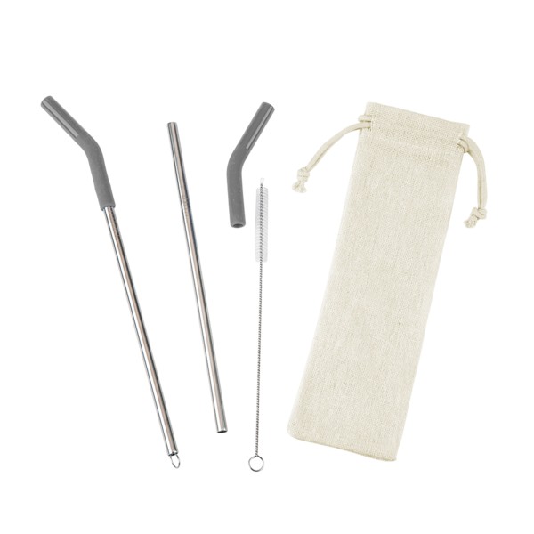 Reusable Stainless Steel Two Straw Set 1