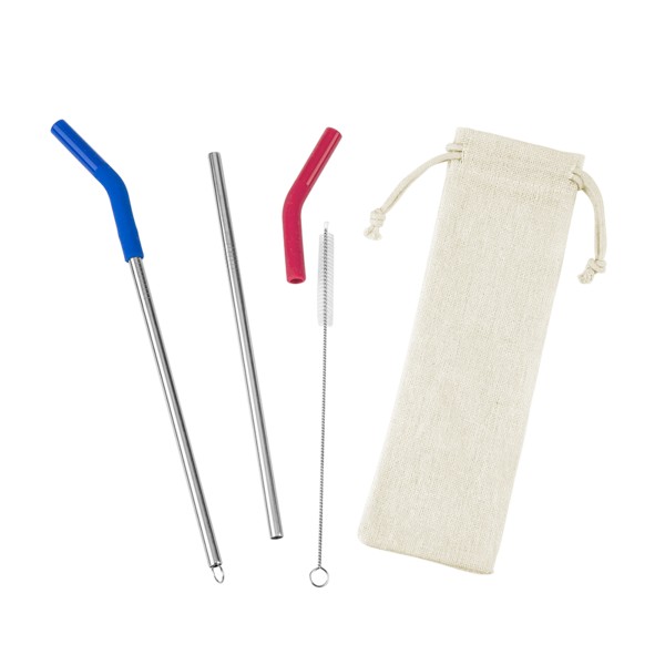 Reusable Stainless Steel Two Straw Set 1