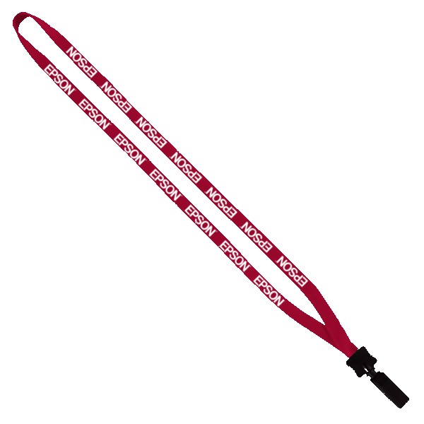 1/2" Cotton Lanyard with Plastic Clamshell & Bulldog Clip 1