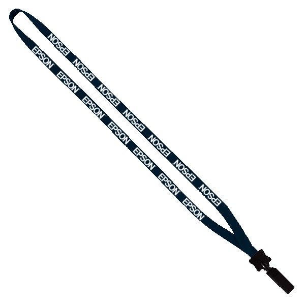 1/2" Cotton Lanyard with Plastic Clamshell & Bulldog Clip 1