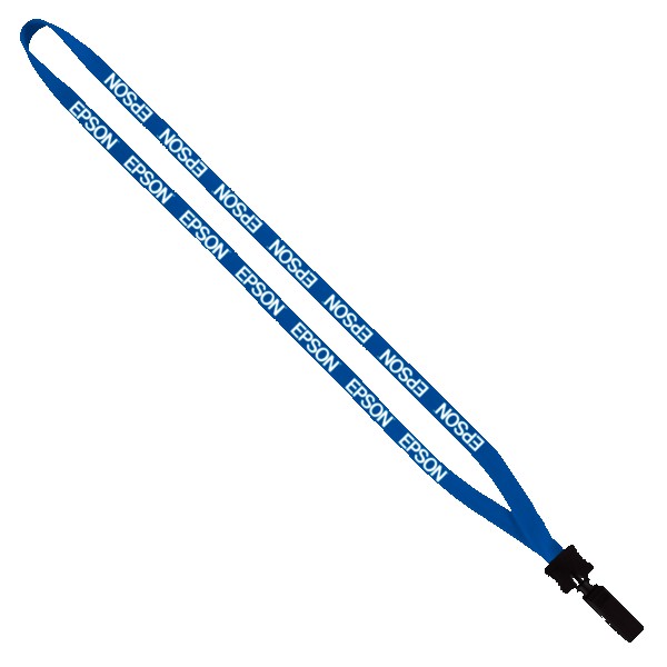 1/2" Cotton Lanyard with Plastic Clamshell & Bulldog Clip 1