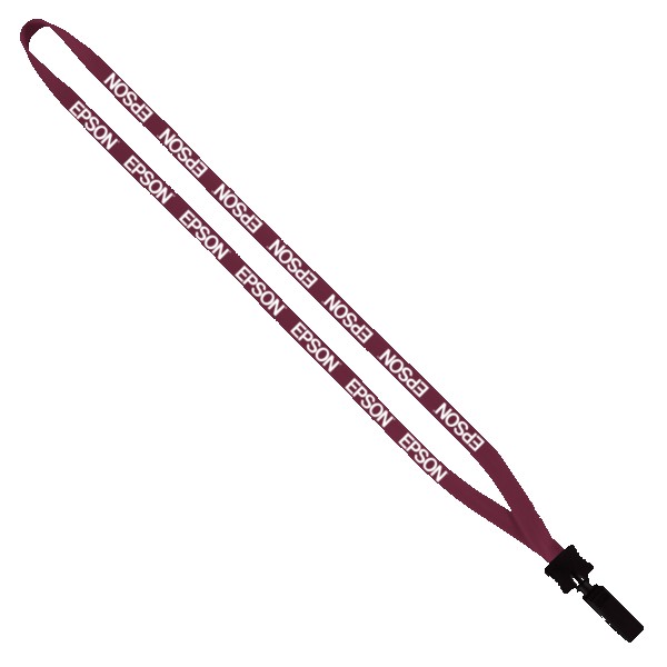 1/2" Cotton Lanyard with Plastic Clamshell & Bulldog Clip 1
