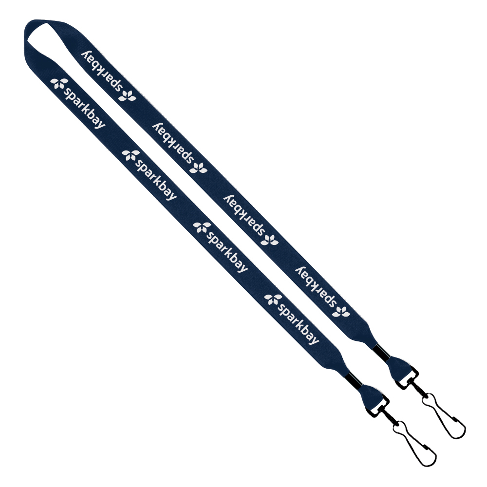3/4" 2-Ended Polyester Lanyard with Metal Crimp & Metal Swivel Snap Hook 1