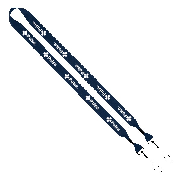 3/4" 2-Ended Polyester Lanyard with Metal Crimp & Metal Swivel Snap Hook 1