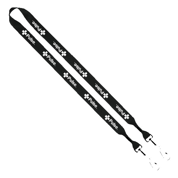 3/4" 2-Ended Polyester Lanyard with Metal Crimp & Metal Swivel Snap Hook 1