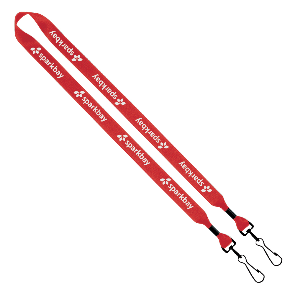 3/4" 2-Ended Polyester Lanyard with Metal Crimp & Metal Swivel Snap Hook 1
