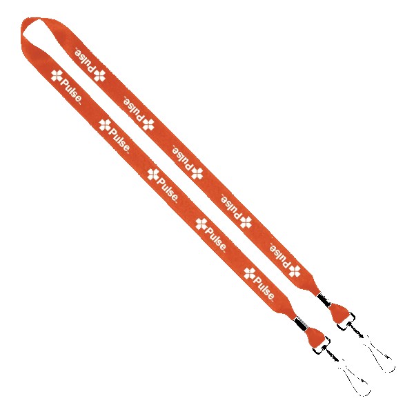 3/4" 2-Ended Polyester Lanyard with Metal Crimp & Metal Swivel Snap Hook 1