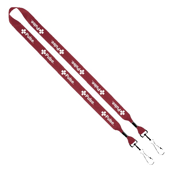 3/4" 2-Ended Polyester Lanyard with Metal Crimp & Metal Swivel Snap Hook 1
