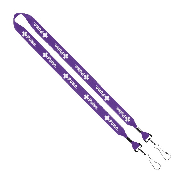 3/4" 2-Ended Polyester Lanyard with Metal Crimp & Metal Swivel Snap Hook 1