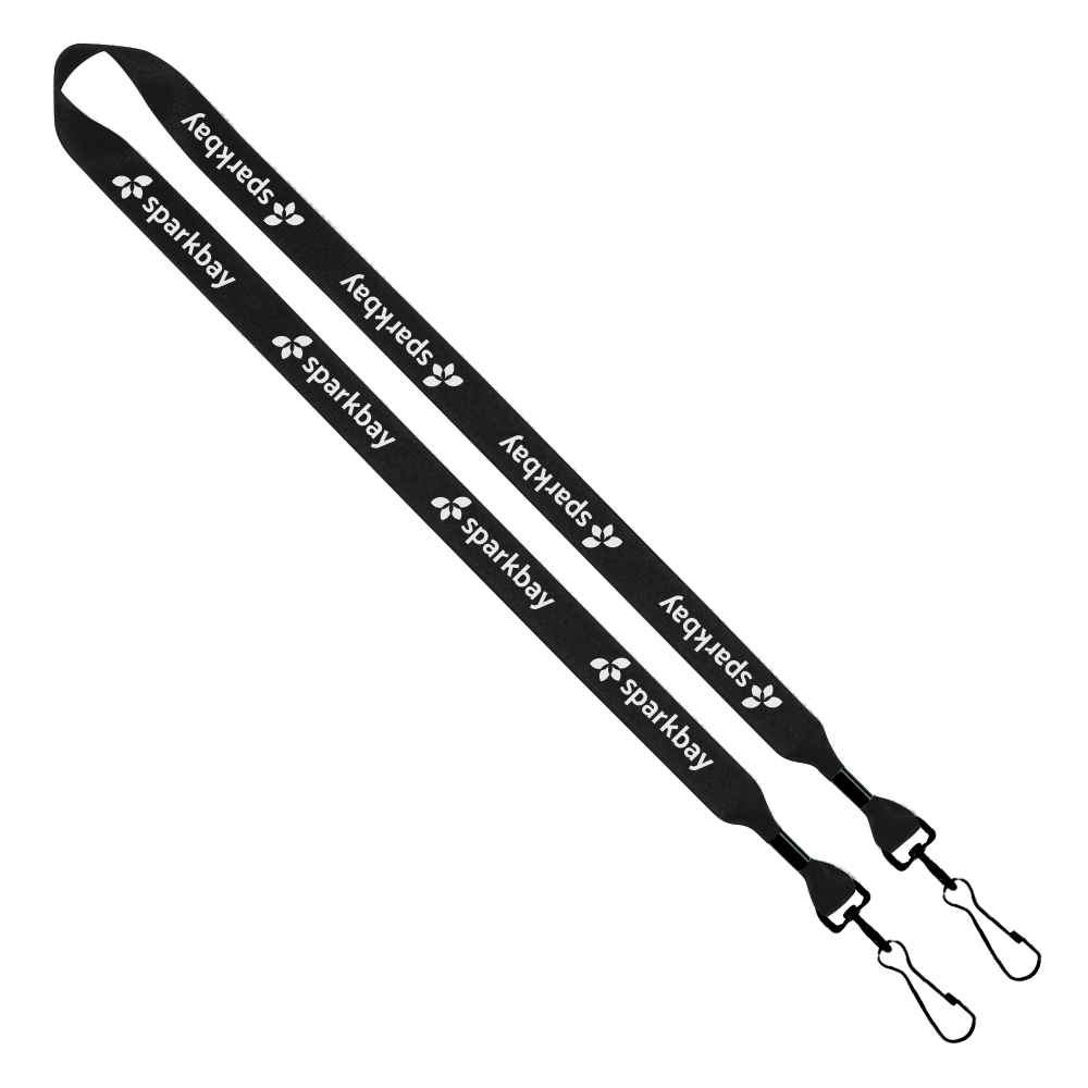 3/4" 2-Ended Polyester Lanyard with Metal Crimp & Metal Swivel Snap Hook 1