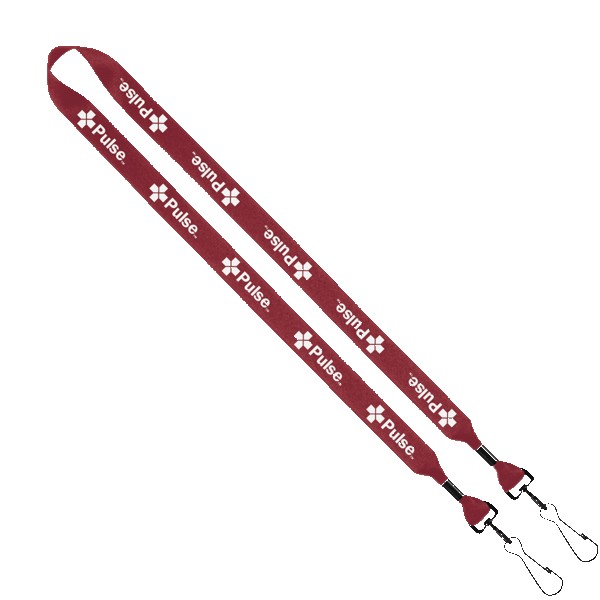 3/4" 2-Ended Polyester Lanyard with Metal Crimp & Metal Swivel Snap Hook 1