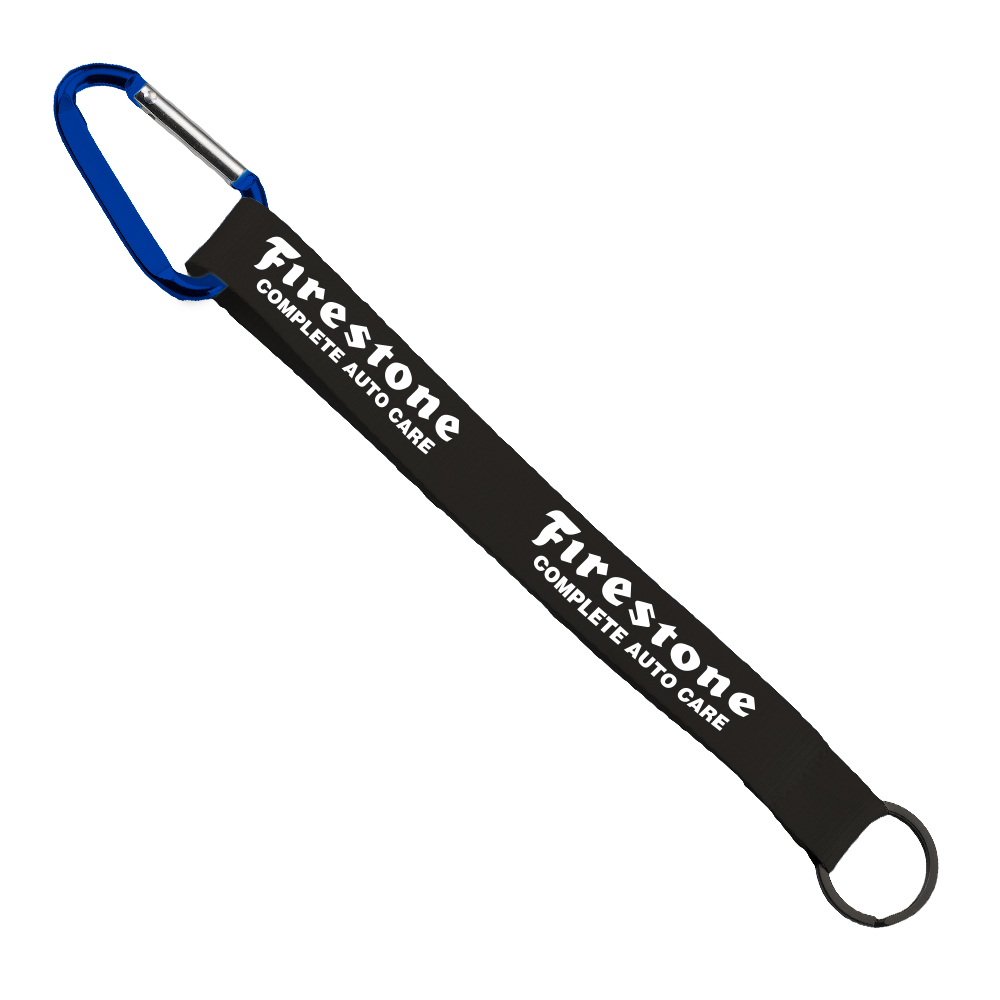 3/4" Sewn Polyester Keychain with Metal Split-Ring and Carabiner 1