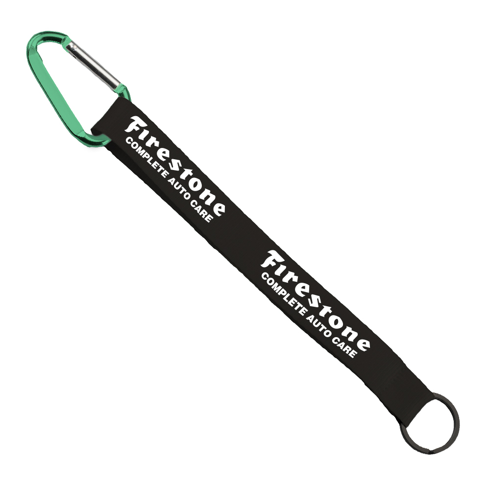 3/4" Sewn Polyester Keychain with Metal Split-Ring and Carabiner 1