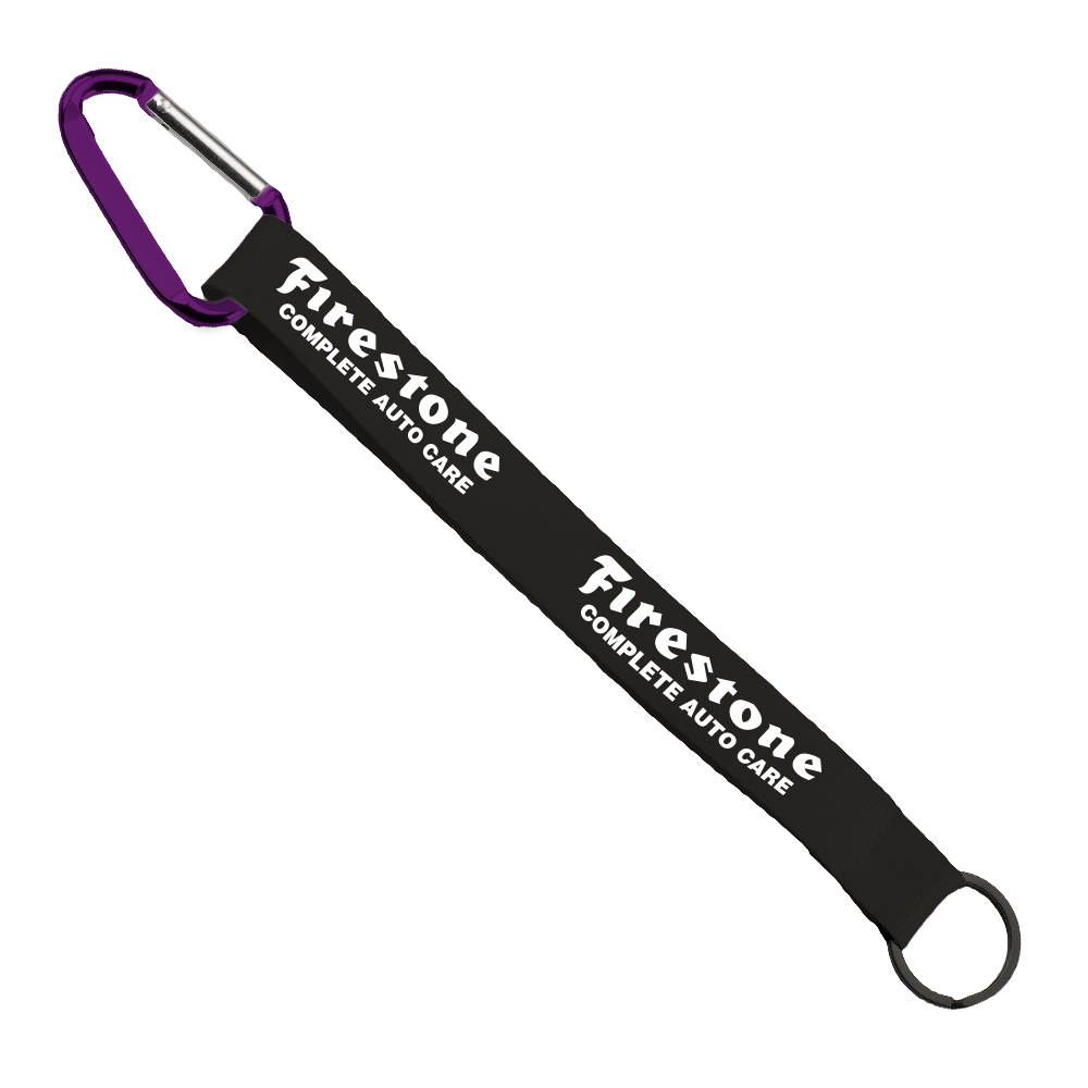 3/4" Sewn Polyester Keychain with Metal Split-Ring and Carabiner 1