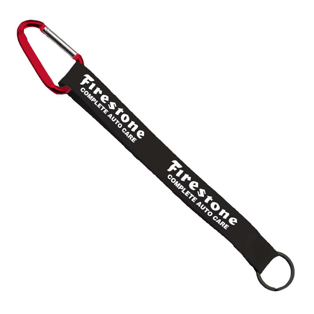 3/4" Sewn Polyester Keychain with Metal Split-Ring and Carabiner 1
